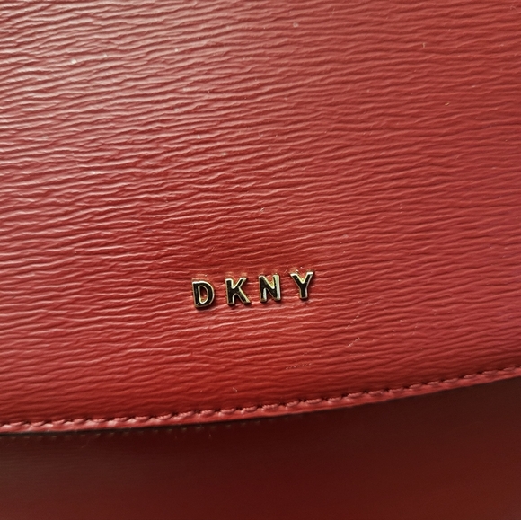 DKNY Bryant Red Leather Top Zip Backpack